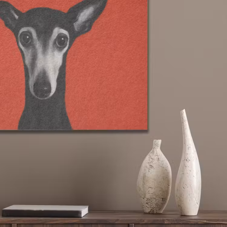 Windhond - Minimalistisch - Rood PET vilt klein -sfeer6_closeup