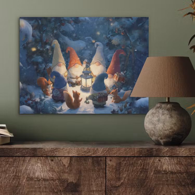 Winter - Gnooms - Eekhoorns - Meerkleurig PET vilt klein -sfeer2