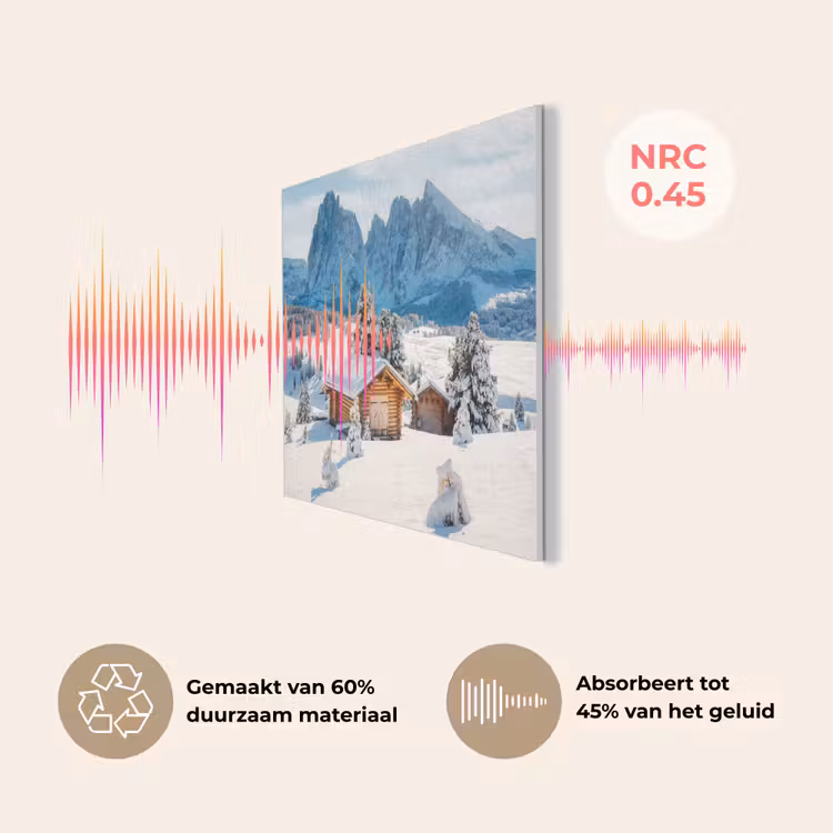 Winter - Huisje - Bergen - Uitzicht - Sneeuw PET vilt klein -USP_NL