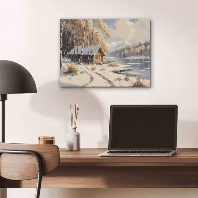 Winter - Sneeuw - Huis - Natuur PET vilt klein -sfeer5