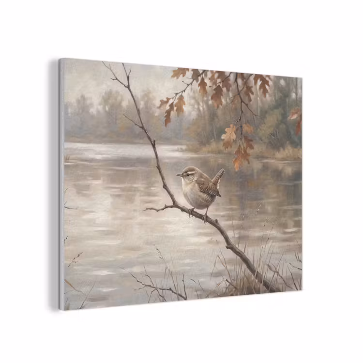 Winterkoninkje - Tak - Rivier - Natuur - Sfeervol PET vilt klein -3d