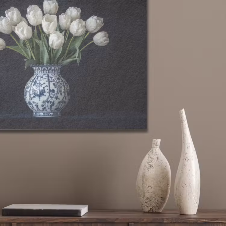 Wit - Bloemen - Tulpen - Vaas PET vilt klein -sfeer6_closeup