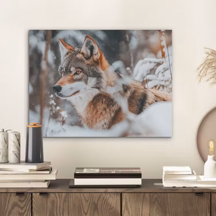 Wolf - Sneeuw - Winter - Dieren - Natuur - Sneeuw PET vilt klein -sfeer1
