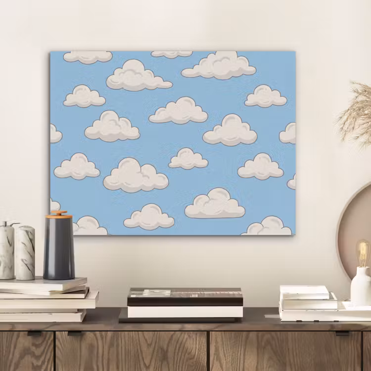 Wolk - Cartoon - Lucht - Blauw - Wit PET vilt klein -sfeer1