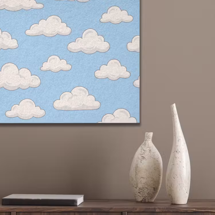 Wolk - Cartoon - Lucht - Blauw - Wit PET vilt klein -sfeer6_closeup