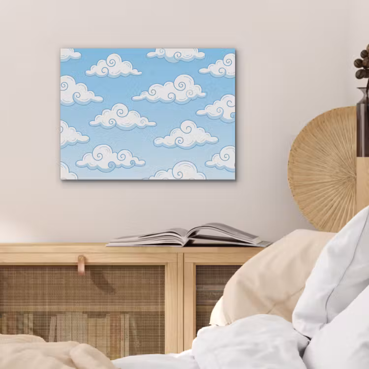 Wolk - Lucht - Cartoon - Blauw - Wit PET vilt klein -sfeer3