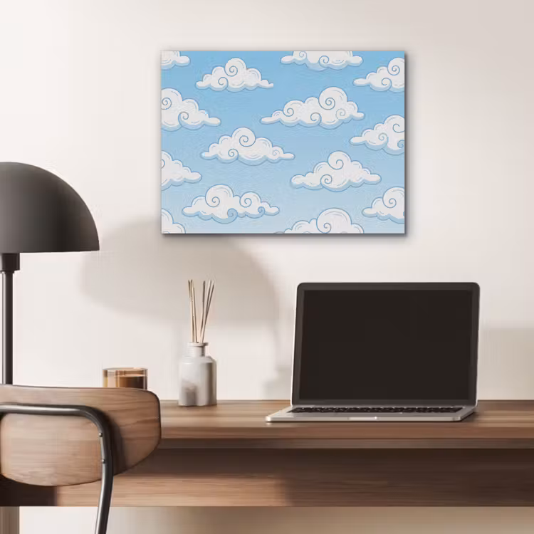 Wolk - Lucht - Cartoon - Blauw - Wit PET vilt klein -sfeer5
