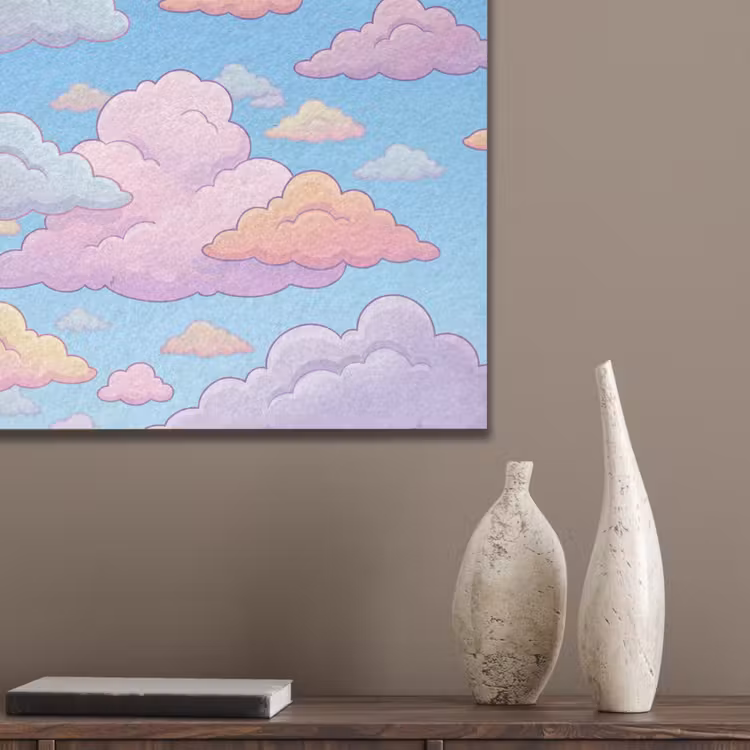 Wolk - Lucht - Natuur - Illustratie - Pastel PET vilt klein -sfeer6_closeup
