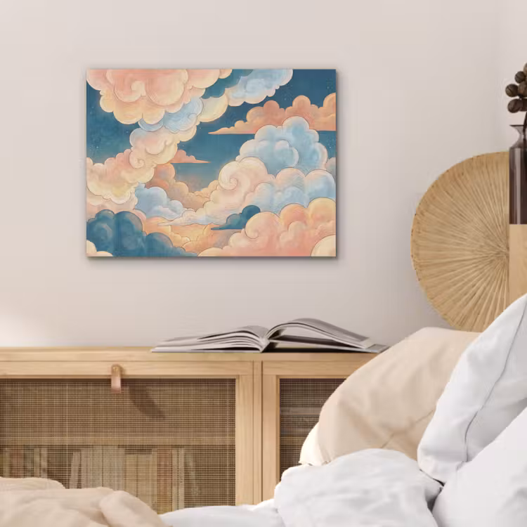 Wolk - Lucht - Natuur - Illustratief - Oranje PET vilt klein -sfeer3