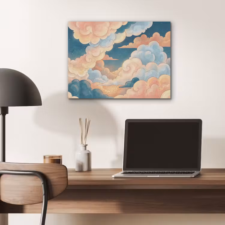 Wolk - Lucht - Natuur - Illustratief - Oranje PET vilt klein -sfeer5