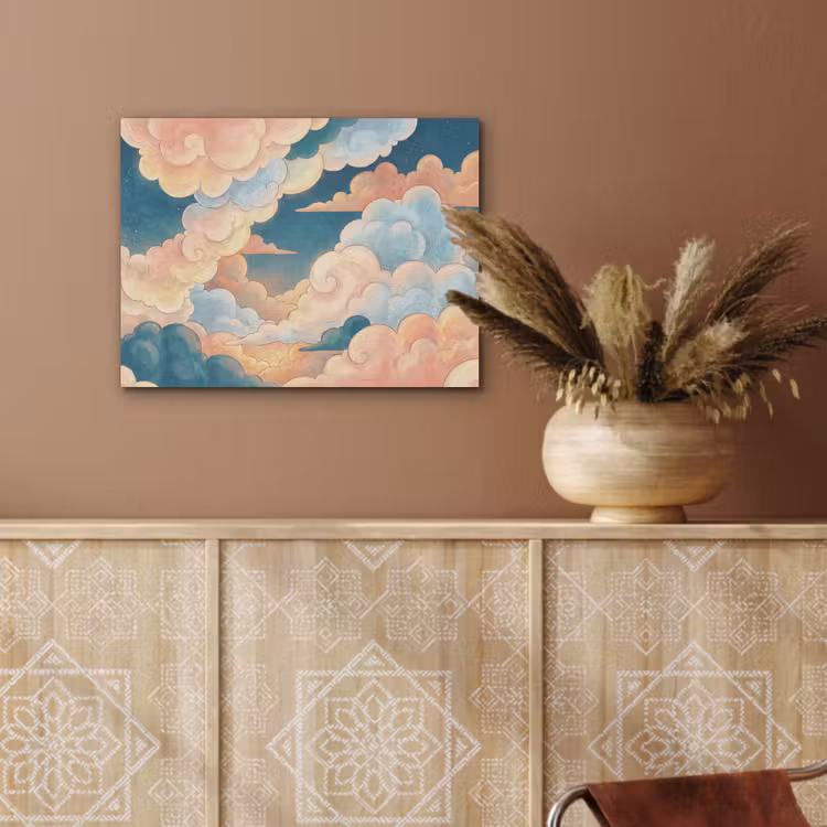 Wolk - Lucht - Natuur - Illustratief - Oranje PET vilt klein -sfeer4