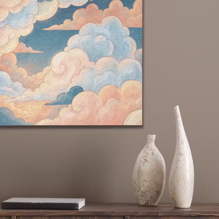 Wolk - Lucht - Natuur - Illustratief - Oranje PET vilt klein -sfeer6_closeup