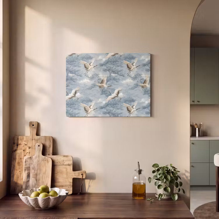 Wolken - Kraanvogels - Blauw PET vilt klein 837 -sfeer2