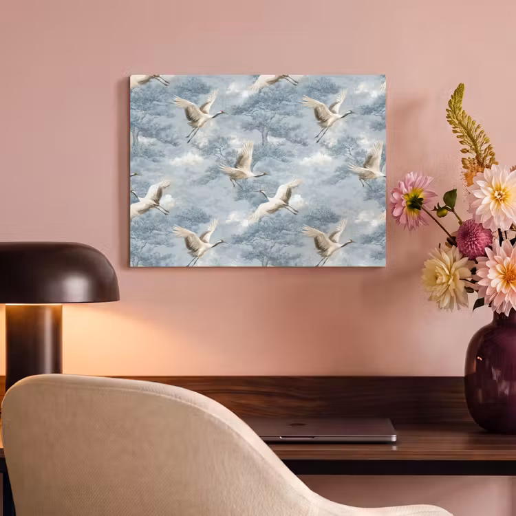 Wolken - Kraanvogels - Blauw PET vilt klein 837 -sfeer3