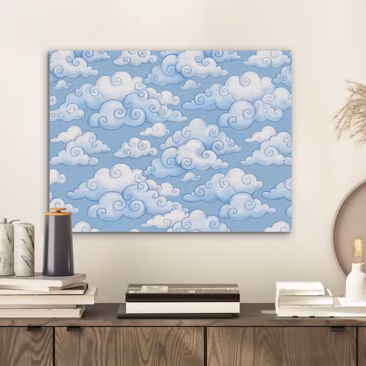 Wolken - Patroon - Hemel - Illustratie - Wit PET vilt klein -sfeer1