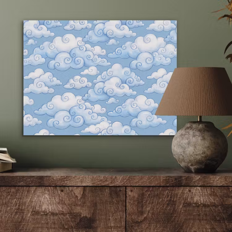 Wolken - Patroon - Hemel - Illustratie - Wit PET vilt klein -sfeer2