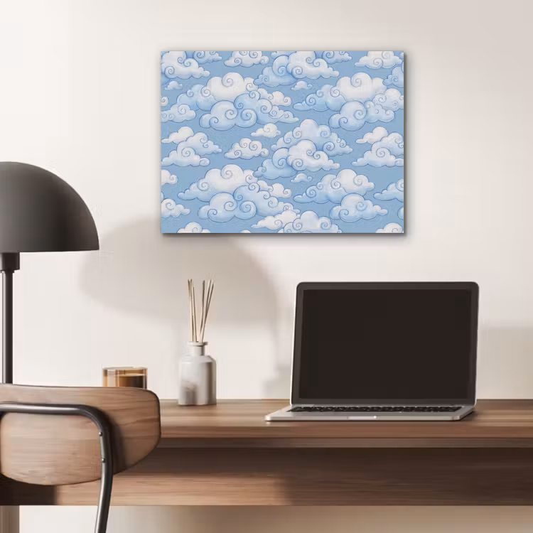 Wolken - Patroon - Hemel - Illustratie - Wit PET vilt klein -sfeer5