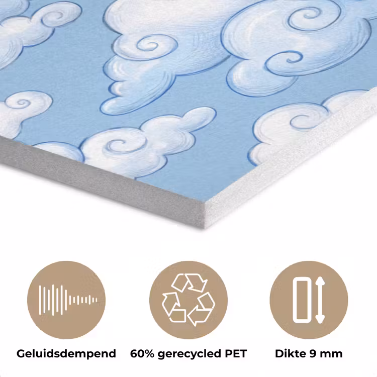 Wolken - Patroon - Hemel - Illustratie - Wit PET vilt klein -closeup_NL