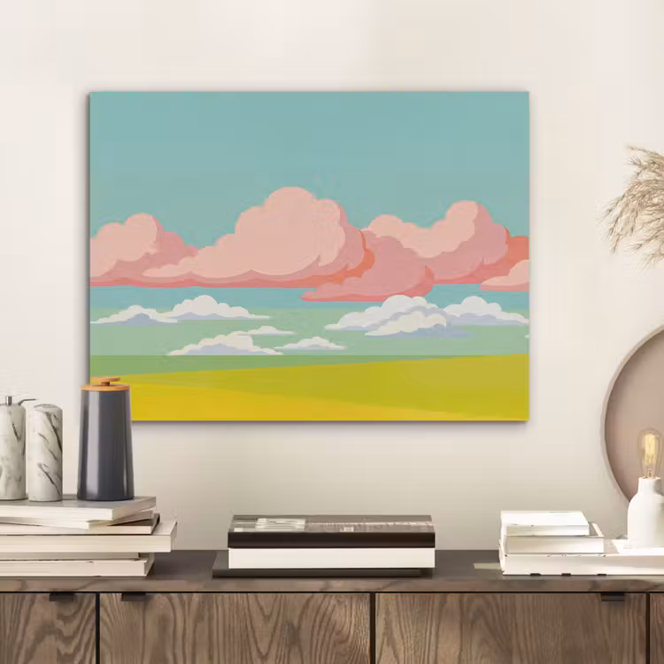 Wolken - Roze - Natuur - Modern - Pastel PET vilt klein -sfeer1