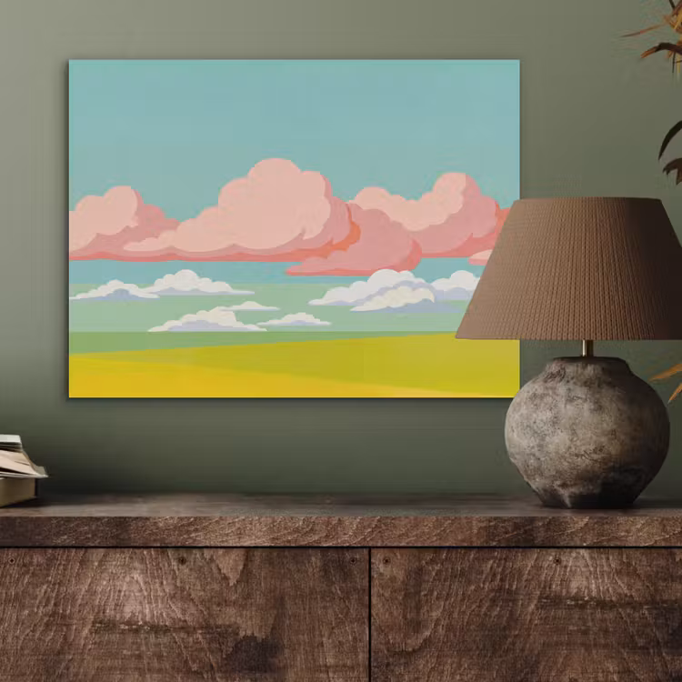 Wolken - Roze - Natuur - Modern - Pastel PET vilt klein -sfeer2