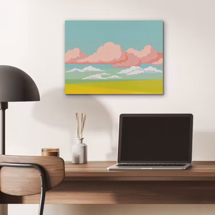 Wolken - Roze - Natuur - Modern - Pastel PET vilt klein -sfeer5