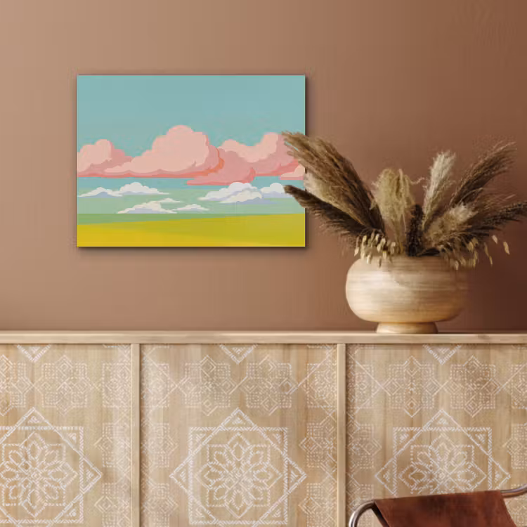 Wolken - Roze - Natuur - Modern - Pastel PET vilt klein -sfeer4
