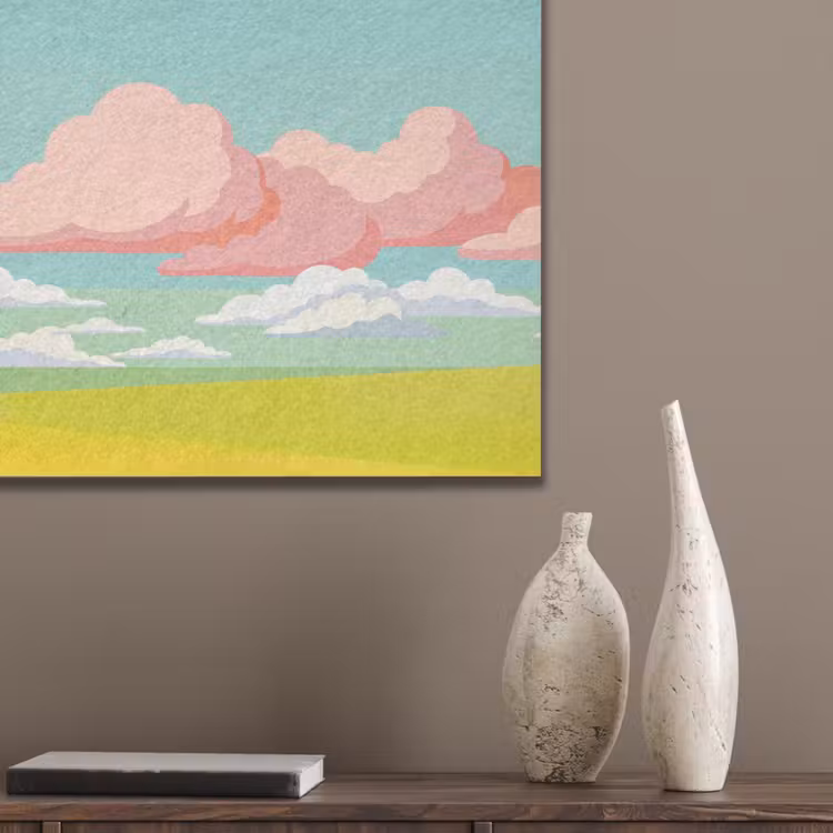 Wolken - Roze - Natuur - Modern - Pastel PET vilt klein -sfeer6_closeup