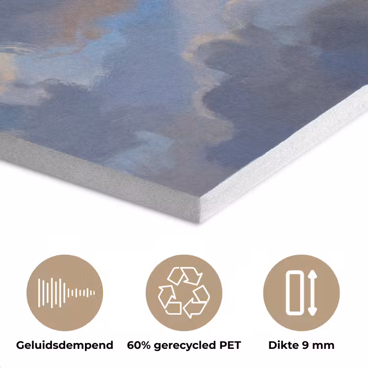 Wolken - Zonnestralen - Natuur - Abstract - Blauw PET vilt klein -closeup_NL