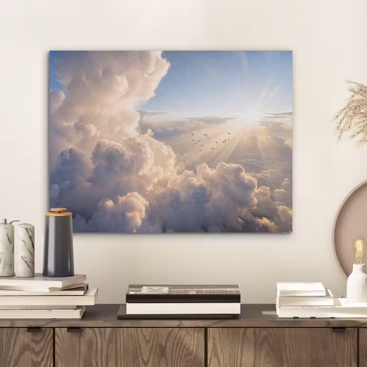 Wolken - Zonnestralen - Natuur - Wit PET vilt klein -sfeer1