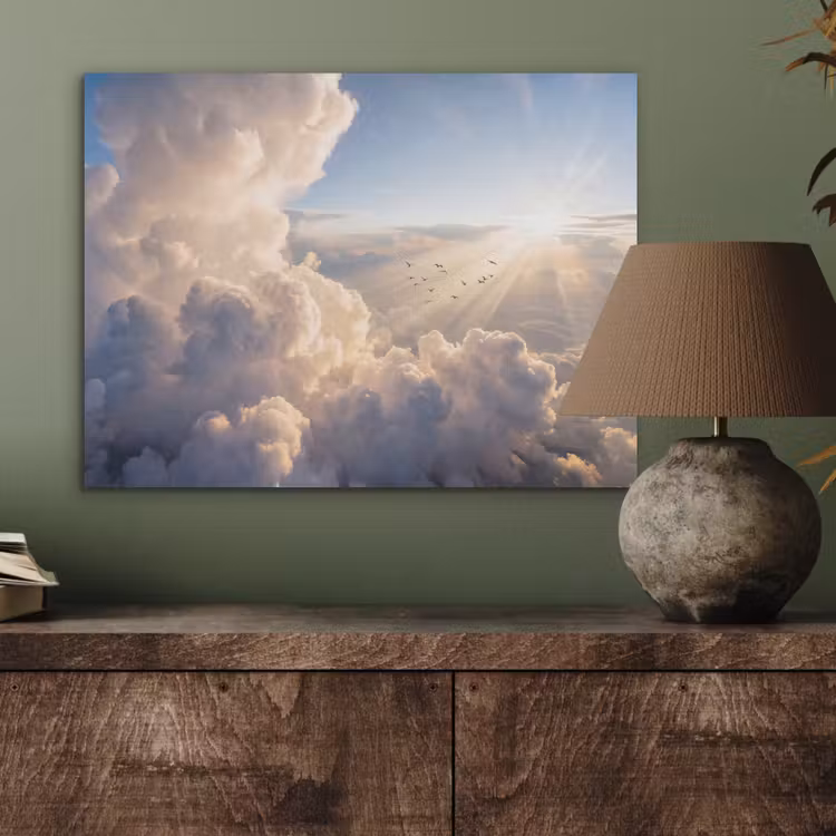 Wolken - Zonnestralen - Natuur - Wit PET vilt klein -sfeer2