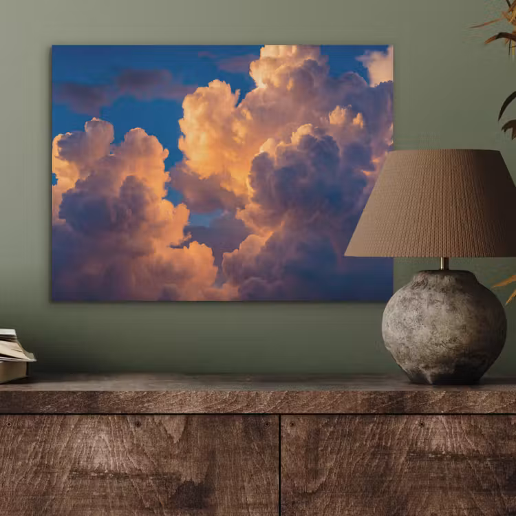 Wolken - Zonsondergang - Natuur - Oranje - Blauw PET vilt klein -sfeer2