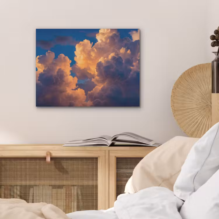 Wolken - Zonsondergang - Natuur - Oranje - Blauw PET vilt klein -sfeer3