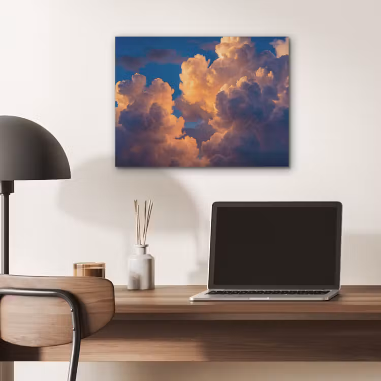 Wolken - Zonsondergang - Natuur - Oranje - Blauw PET vilt klein -sfeer5