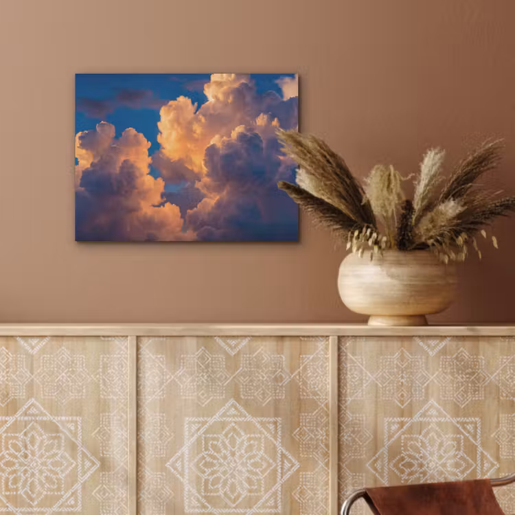 Wolken - Zonsondergang - Natuur - Oranje - Blauw PET vilt klein -sfeer4