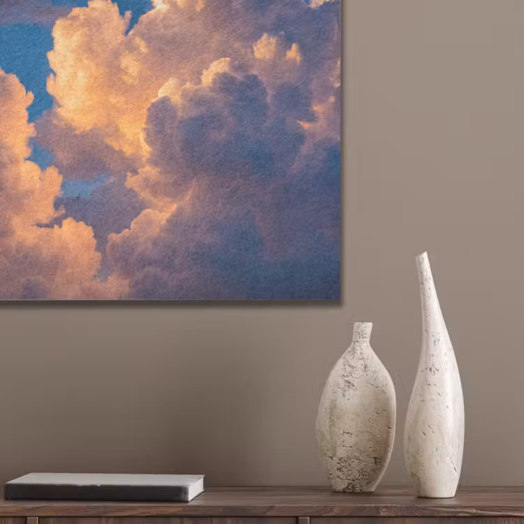 Wolken - Zonsondergang - Natuur - Oranje - Blauw PET vilt klein -sfeer6_closeup