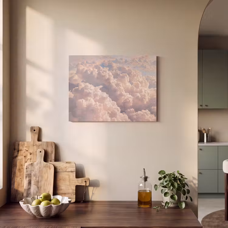 Wolken - Zonsondergang - Natuur - Pastel - Roze PET vilt klein -sfeer2