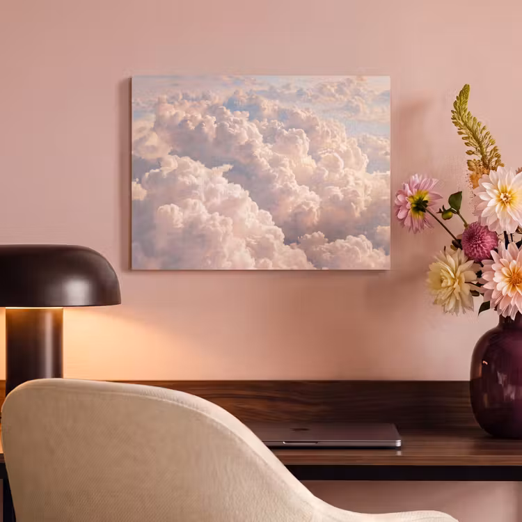 Wolken - Zonsondergang - Natuur - Pastel - Roze PET vilt klein -sfeer3