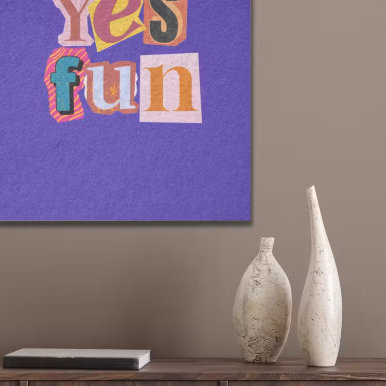 Yes fun - Kleurrijk - Collage-stijl PET vilt klein -sfeer6_closeup