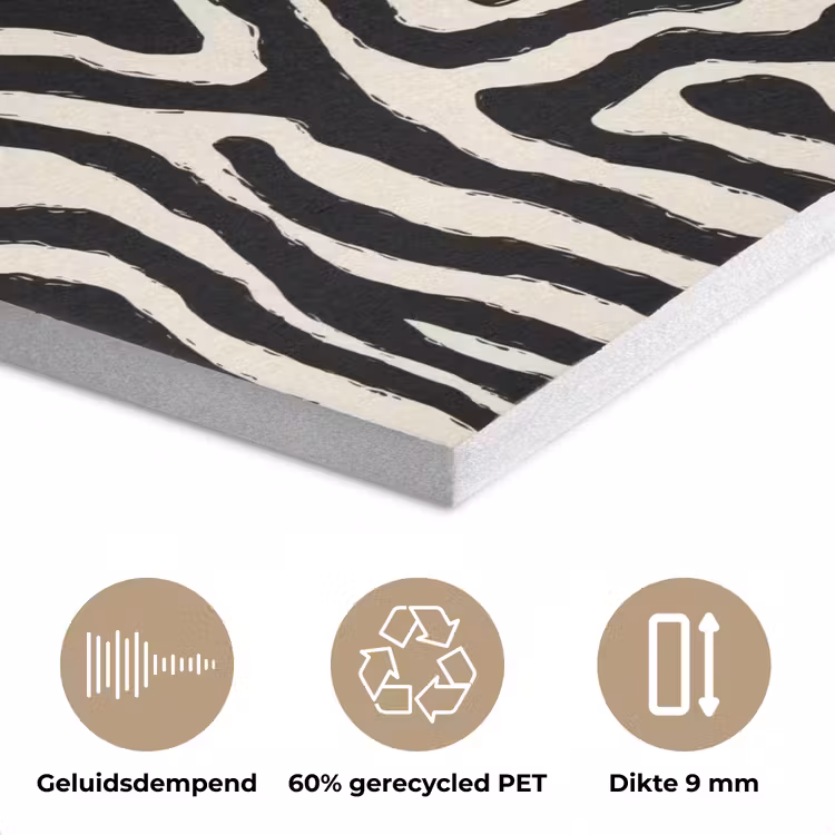 Zebra - Zwart - Abstract PET vilt klein 837 -closeup_NL