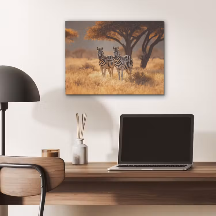 Zebra's - Savannelandschap - Gras PET vilt klein -sfeer5