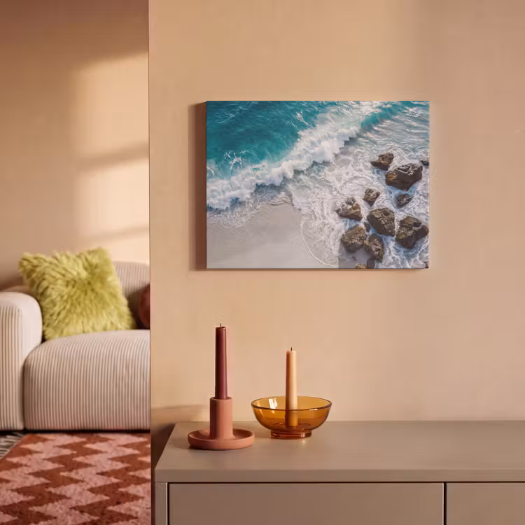 Zee - Golf - Strand - Natuur - Blauw PET vilt klein -sfeer1