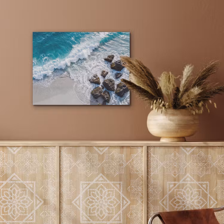 Zee - Golf - Strand - Natuur - Blauw PET vilt klein -sfeer4