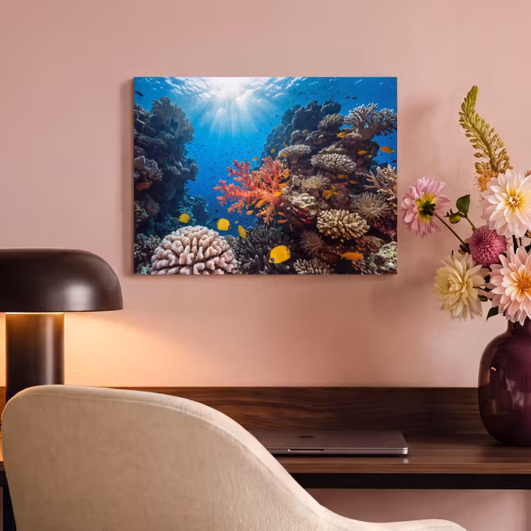 Zee - Koraalrif - Natuur - Levendig - Blauw PET vilt klein -sfeer3