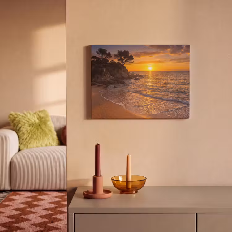 Zee - Kust - Zonsondergang - Natuur - Oranje PET vilt klein -sfeer1