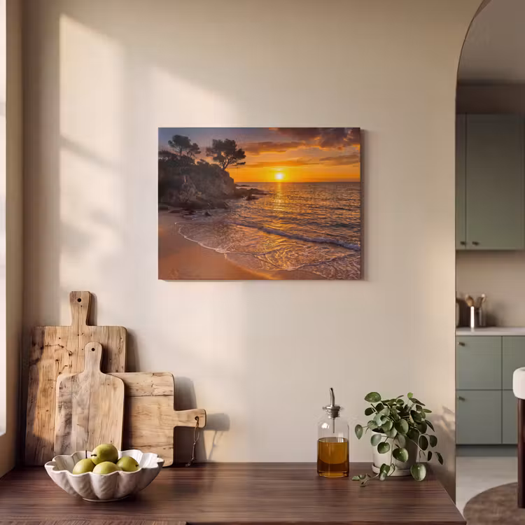 Zee - Kust - Zonsondergang - Natuur - Oranje PET vilt klein -sfeer2