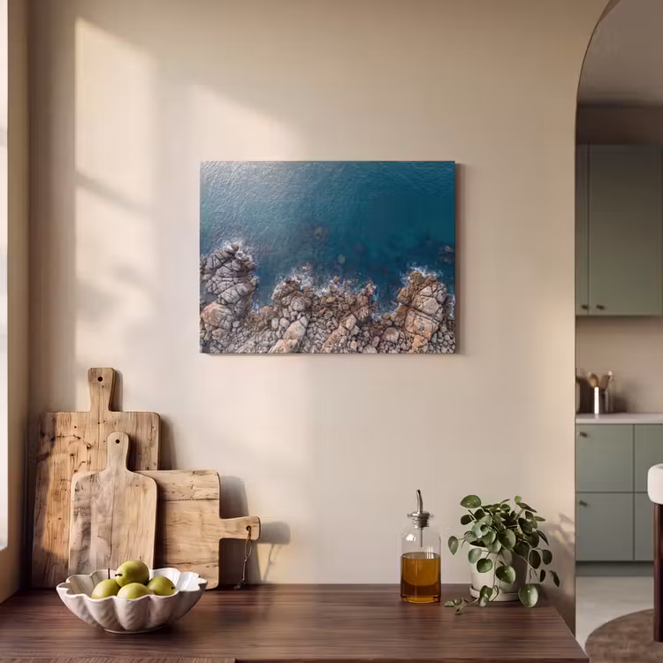 Zee - Kustlijn - Natuur - Abstract - Blauw PET vilt klein -sfeer2