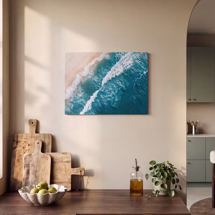 Zee - Strand - Golven - Natuur - Blauw PET vilt klein -sfeer2