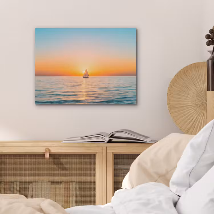 Zee - Zeilboot - Zonsondergang PET vilt klein -sfeer3