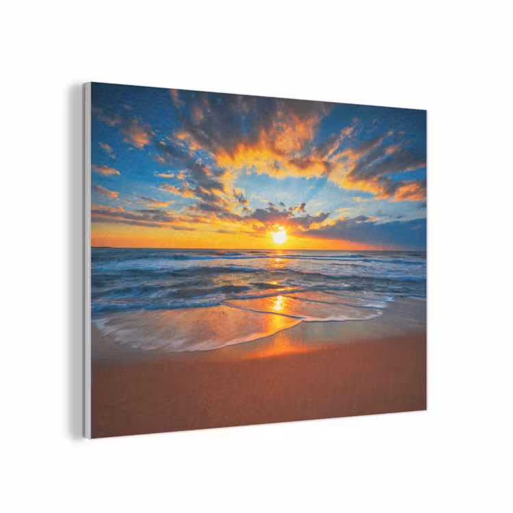 Zee - Zonsondergang - Strand - Wolken - Oranje PET vilt klein -3d