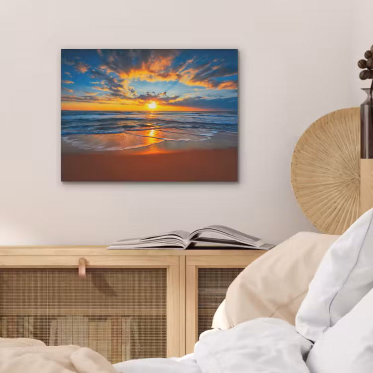 Zee - Zonsondergang - Strand - Wolken - Oranje PET vilt klein -sfeer3